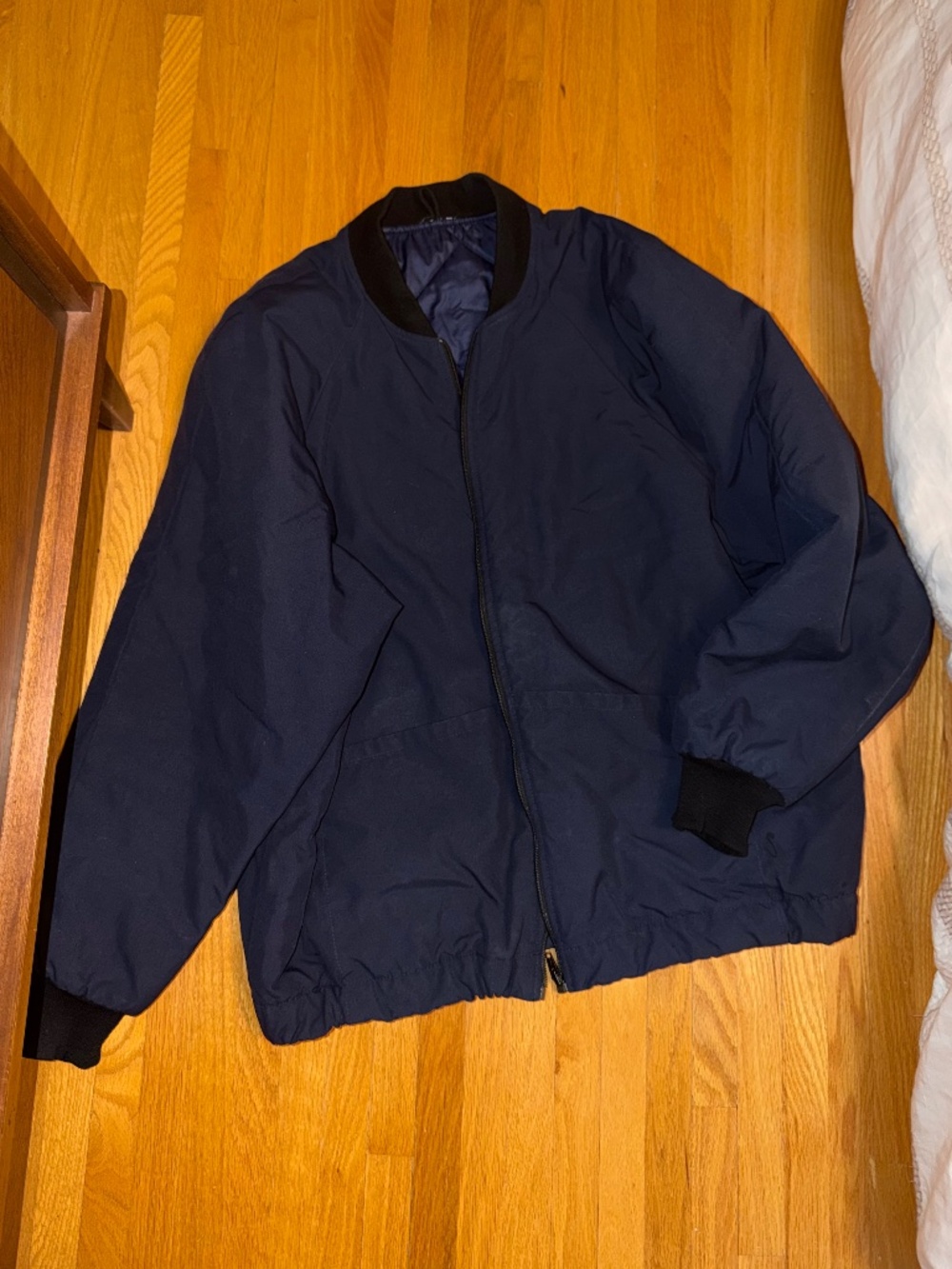 Blue Bomber Jacket with zipper front - size large